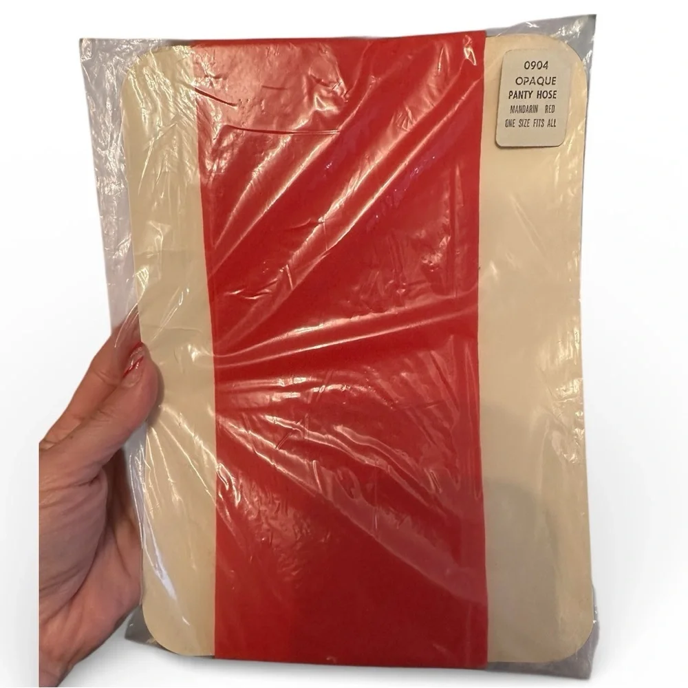 Vintage 70’s/80’s New In Bag Red Opaque Pantyhose OS